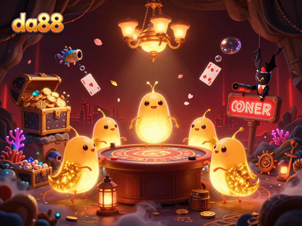 Experience the vibrant da88 casino with a glowworm team lighting up the action and treasures around.