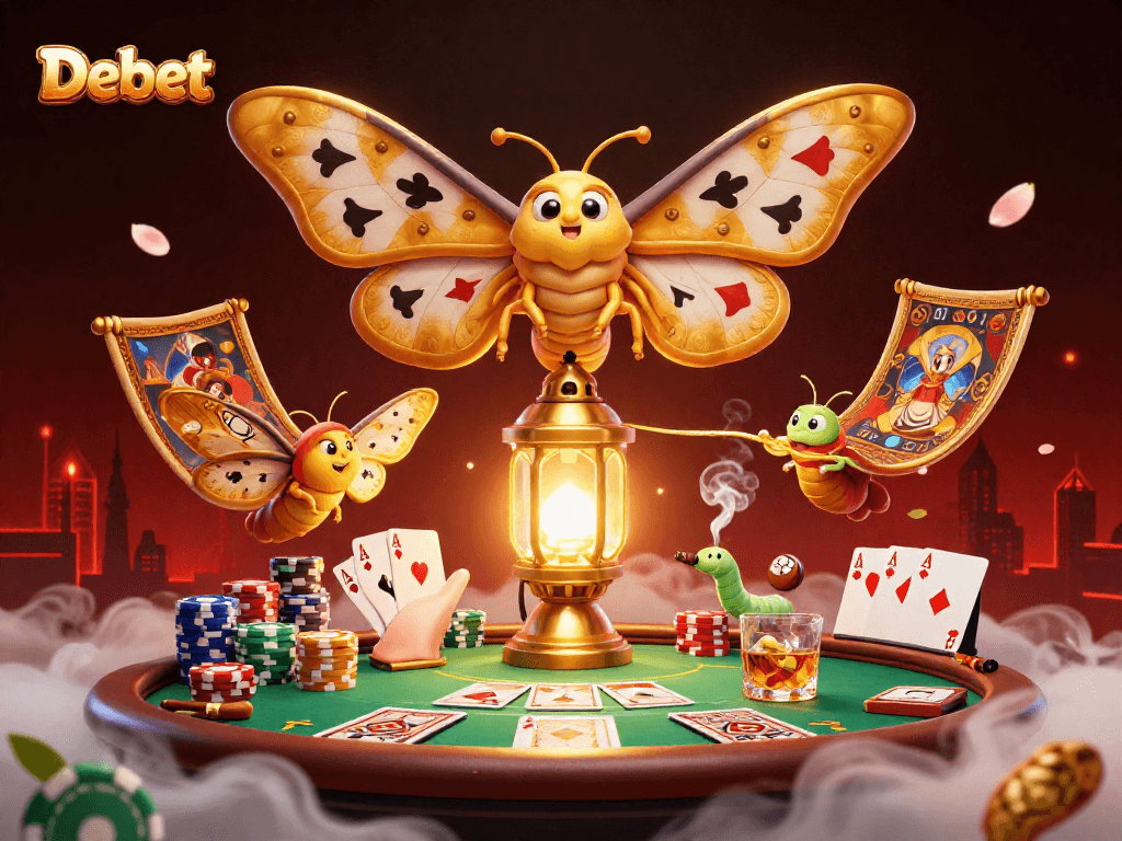 Experience exciting betting at Debet featuring a vibrant casino scene with unique characters and rich details.