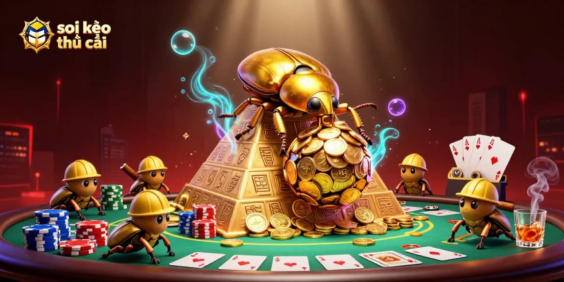 Engage in thrilling sports betting with soi kèo nhà cái insights among vibrant casino symbols and poker elements.