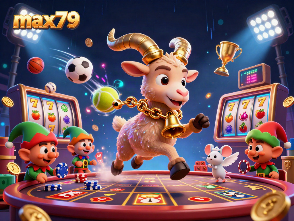 Experience the excitement of max79 with animated chaos in a holiday-horror casino scene.
