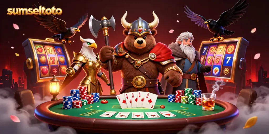 Engage in thrilling gameplay with sumseltoto featuring vibrant characters and poker elements.