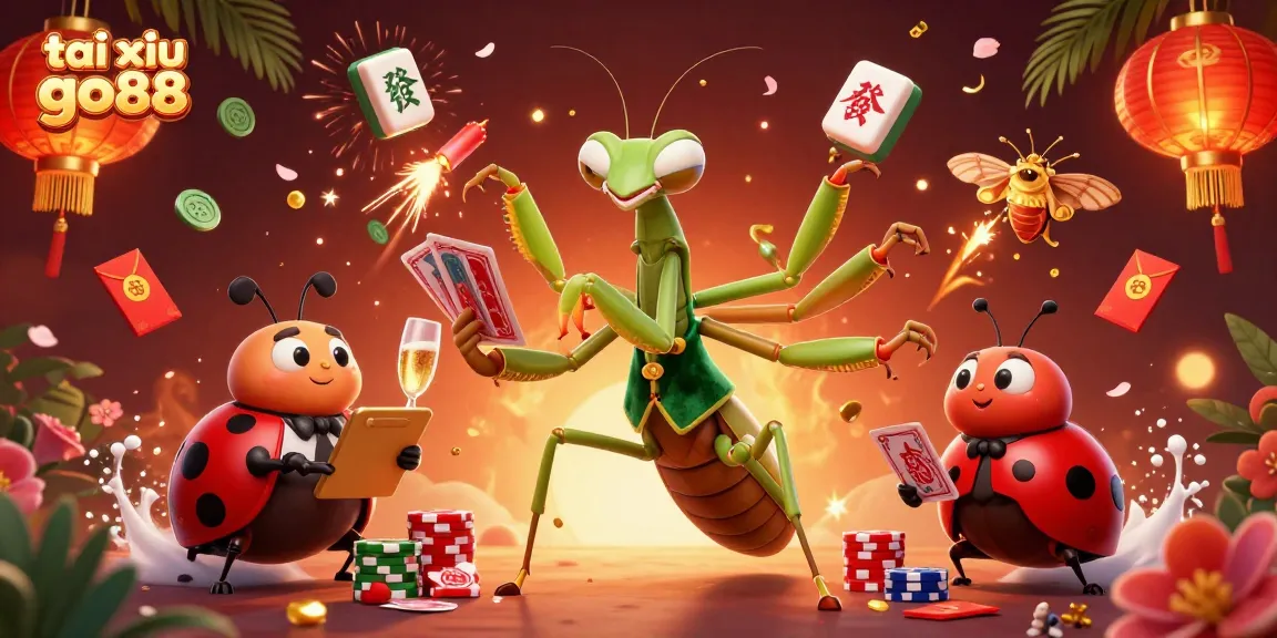 The thrilling tai xiu go88 game scene with colorful cards and festive elements highlighting the excitement of gambling.